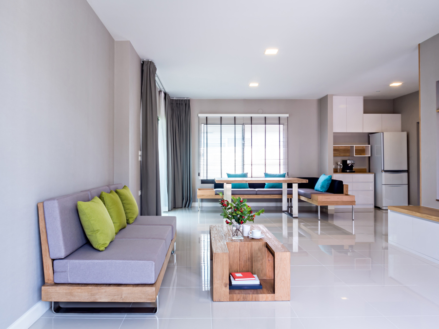 Gri si verde in living