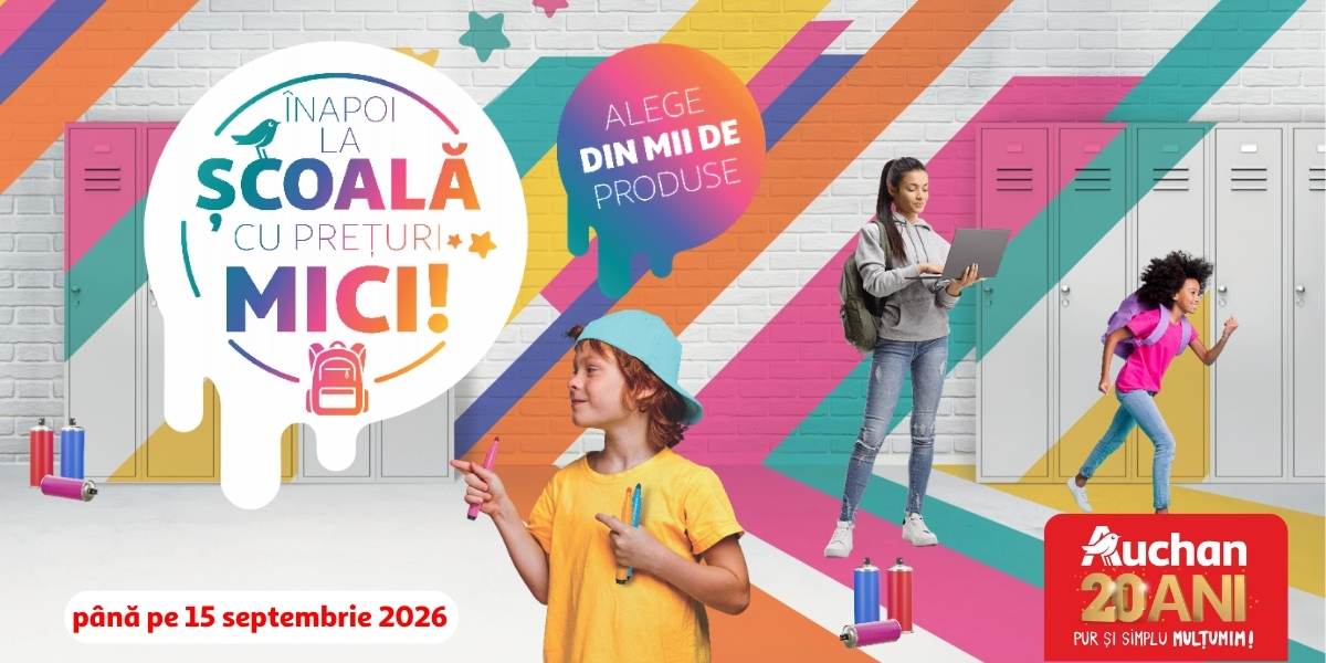Back to School la Auchan: peste 2.000 de articole pentru școală, cu prețuri mici și reduceri la rechizite