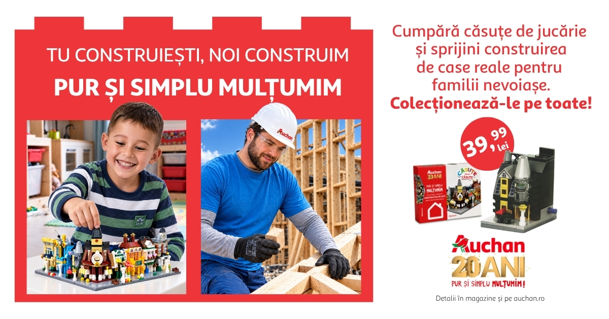 „Căsuțe pentru căsuțe”: Auchan România transformă solidaritatea în acasă pentru 10 familii vulnerabile